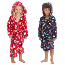 18C720: Infants All Over Print  Christmas Dressing Gown (2-6 Years)